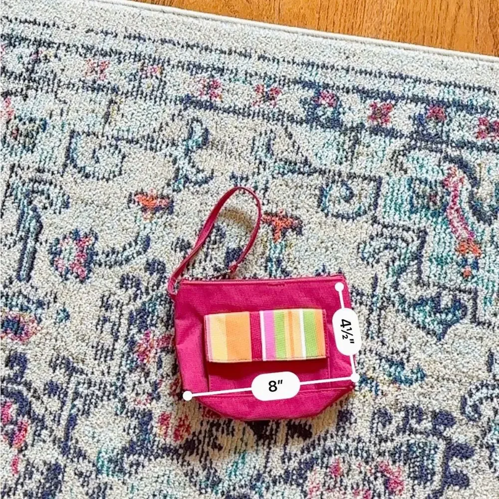 Lancôme Paris Wristlet Makeup Bag Striped Front Pocket